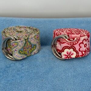 Oliver Green Lot of 2 Paisley Floral Fabric D-Ring Golf Belts Womens S Preppy